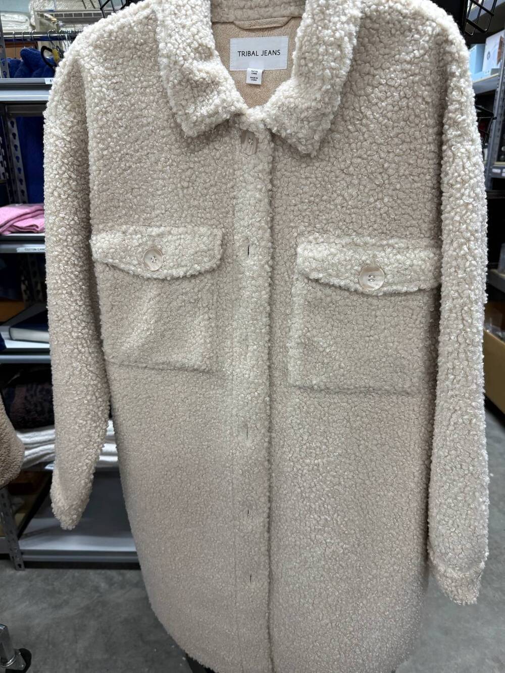 NEW TRIBAL women's bonded shearling coat in cream